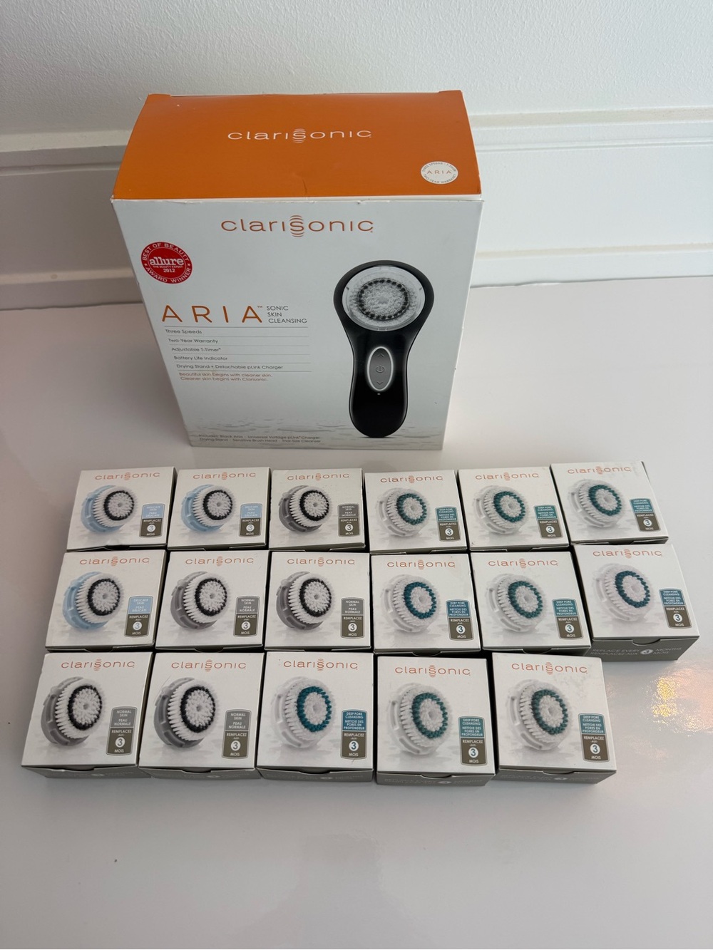 Clarisonic Aria Sonic Facial Cleansing Device - with 17 replacement heads